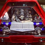 twin-turbo 4.8L iron-block Chevy V8 inside a 1976 Ferrari Dino