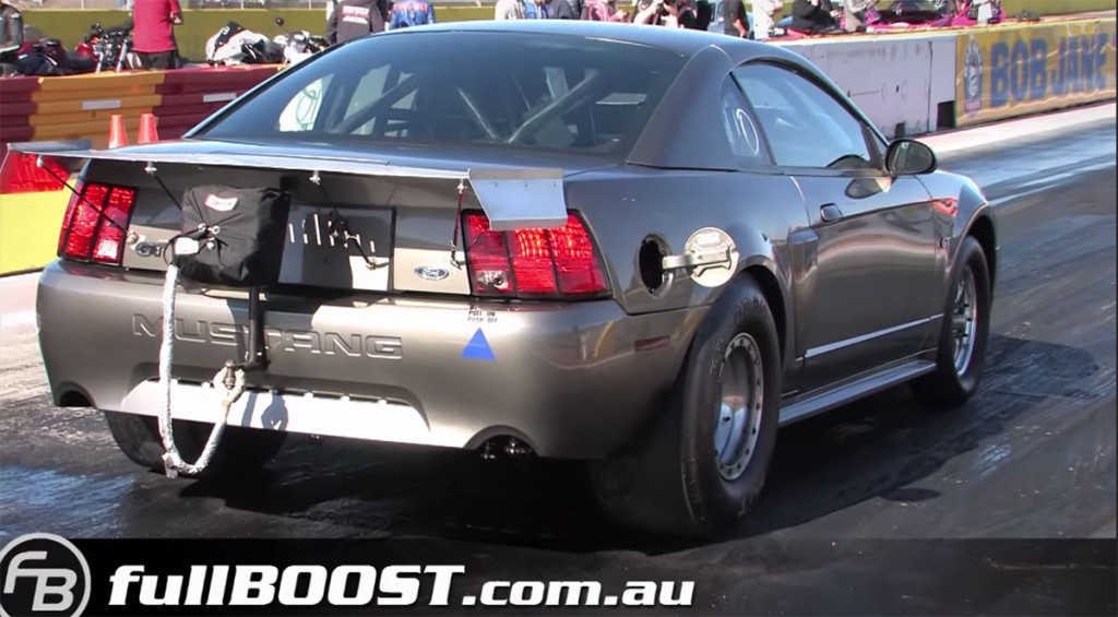 4th Gen Ford Mustang GT with 632 cubic-inch big-block Chevy V8 and 106mm turbocharger