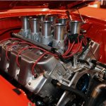 Ford Can-Am 494 ci V8 inside 1969 Mustang engine bay