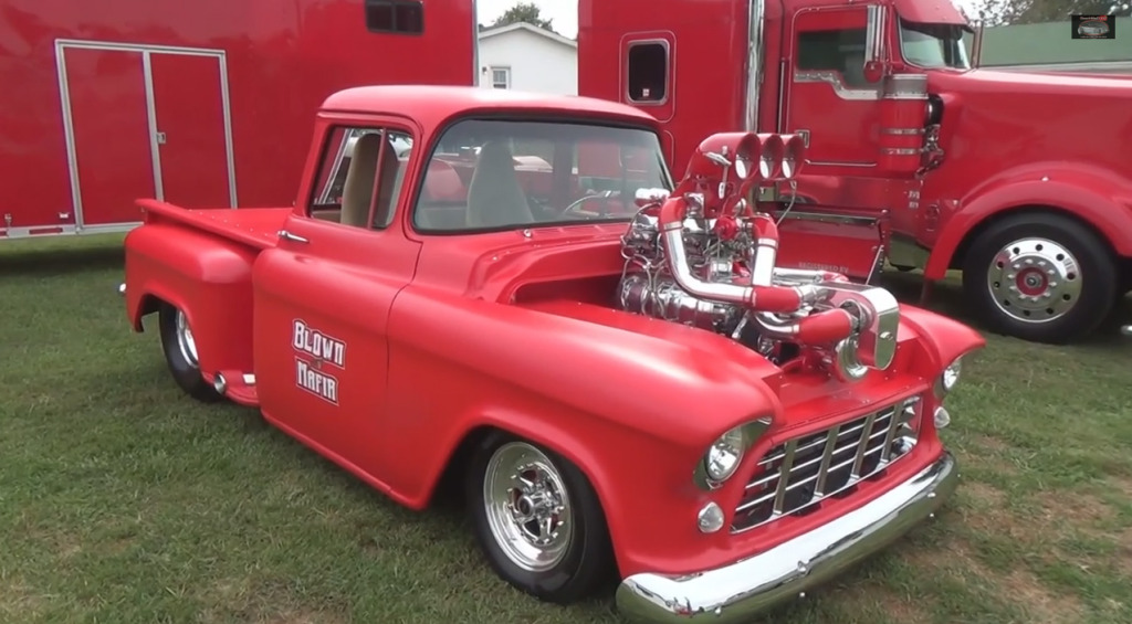 Bradley Gray's twin-supercharged 1956 Chevy truck