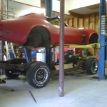 1974 Corvette body off from its frame