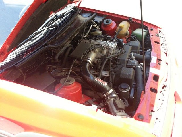 A Lexus 1UZ-FE V8 inside a 1985 Merkur XR4Ti engine bay