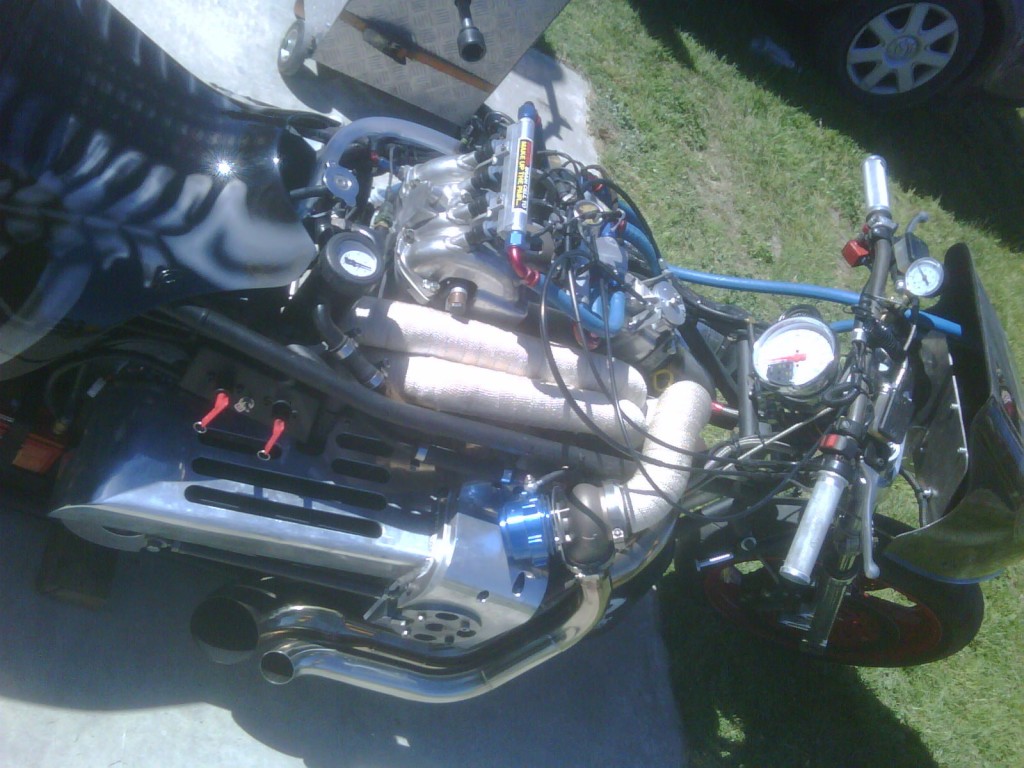 Drag Motorcycle with a 600 HP turbo 13B rotary
