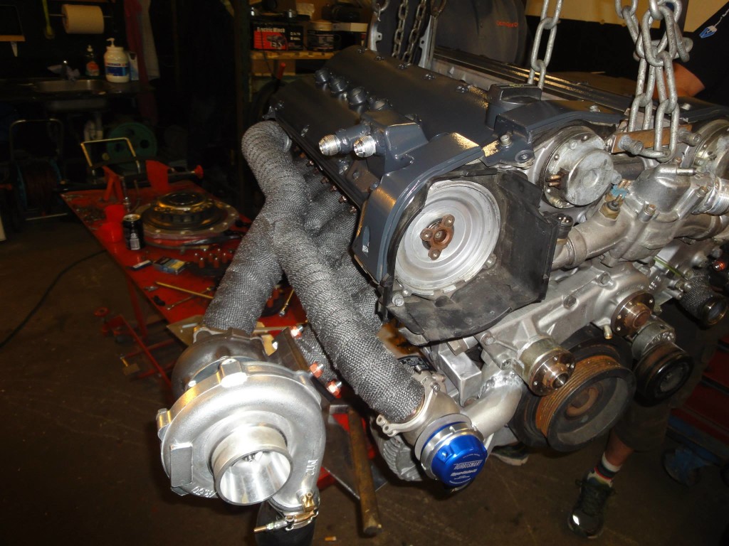 Twin-turbo Mercedes M120 V12 going into Christian Jæger Nissan R33