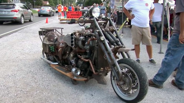 Custom Motorcycle with a Mercedes inline-four diesel