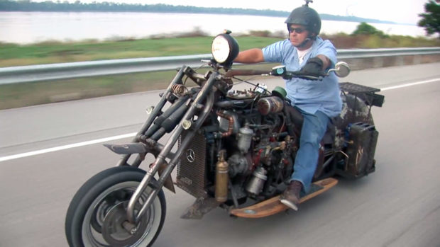 Custom Motorcycle with a Mercedes inline-four diesel